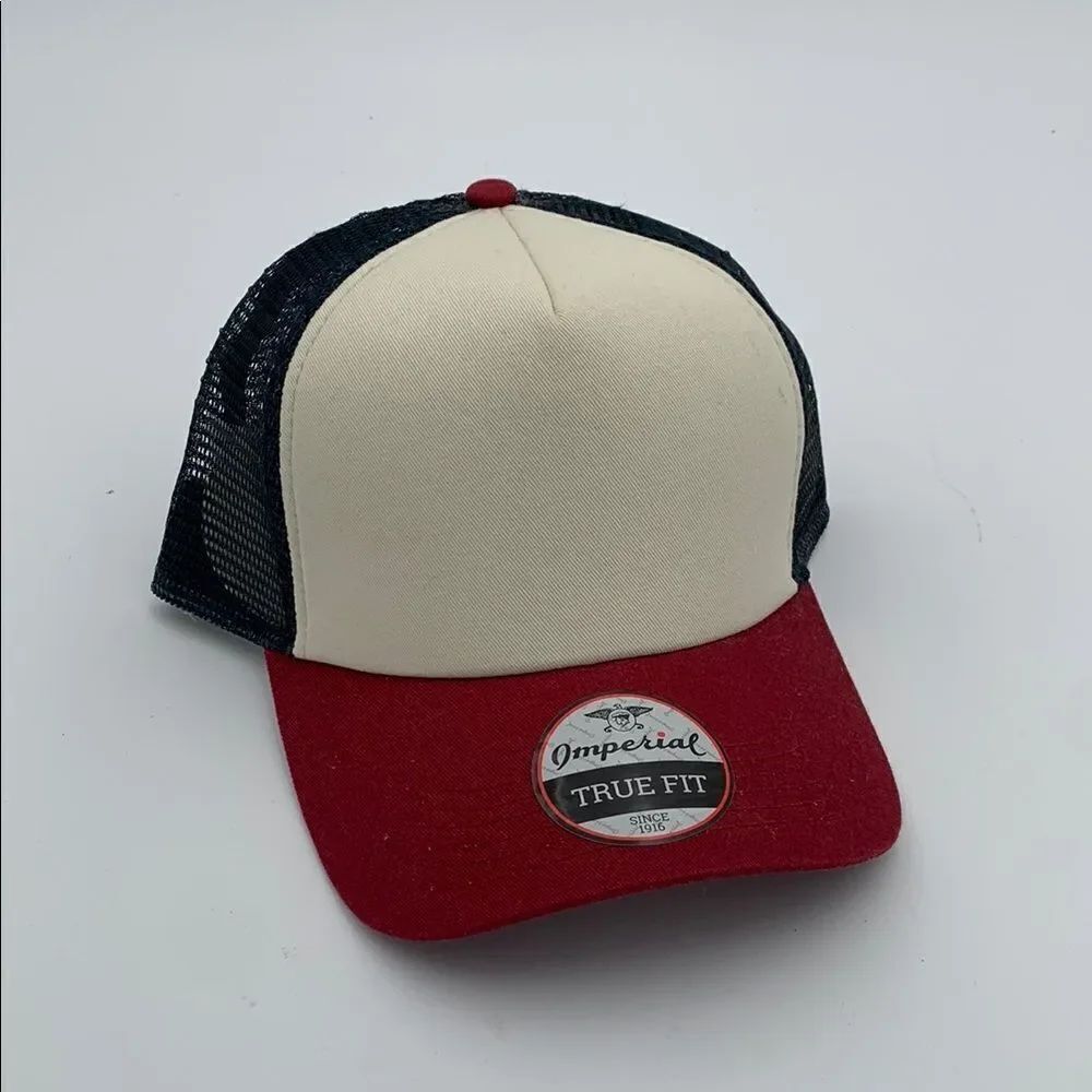 Adult Red and Cream Trucker Hat one size NWT